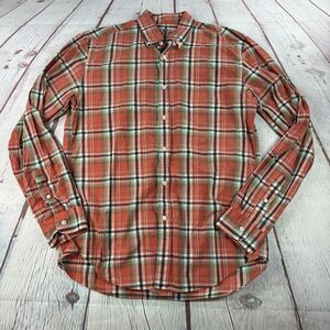 J Crew Shirt Mens Medium Red Plaid Button Up Long Sleeve Classic Light Weight